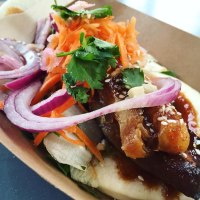 Taiwanese Steamed sandwich bun with glazed pork belly Canoodle Catering