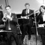 The band preparing for a performance at The Grafton function room The Fitzroy Six full band