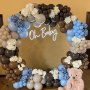 Full balloon hoop with neon light and flowers Full balloon hoop with neon light and flowers