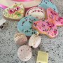 Wedding dessert buffet table and favours Hand painted cookies, macaroons, fudge