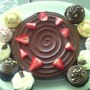 Catering chocolate fudge cake topped with strawberries