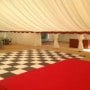 Large function for Hilton. Black and white dance floor. 15m wide marquee.