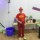 Mr Custard getting ready for the show Bluenose Entertainments