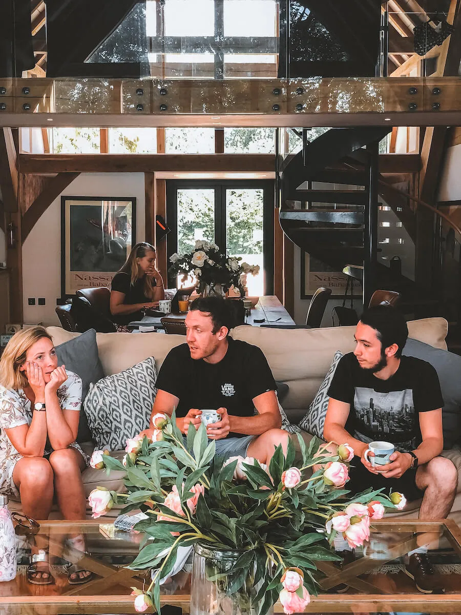 Claire, Leo and Tom having a discussion at the september retreat