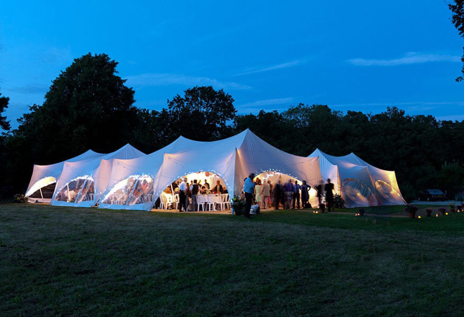 A stretch marquee for an evening event