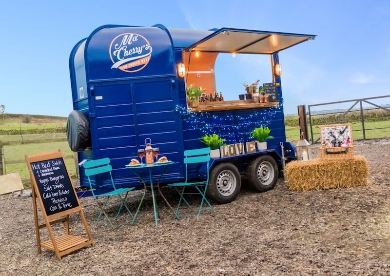 Blue horsebox food van from Ma Cherry's