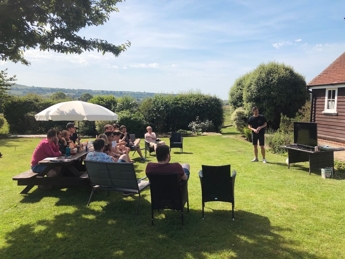 Co-Founder Tim kicking off the workshops outside in the south coast sunshine