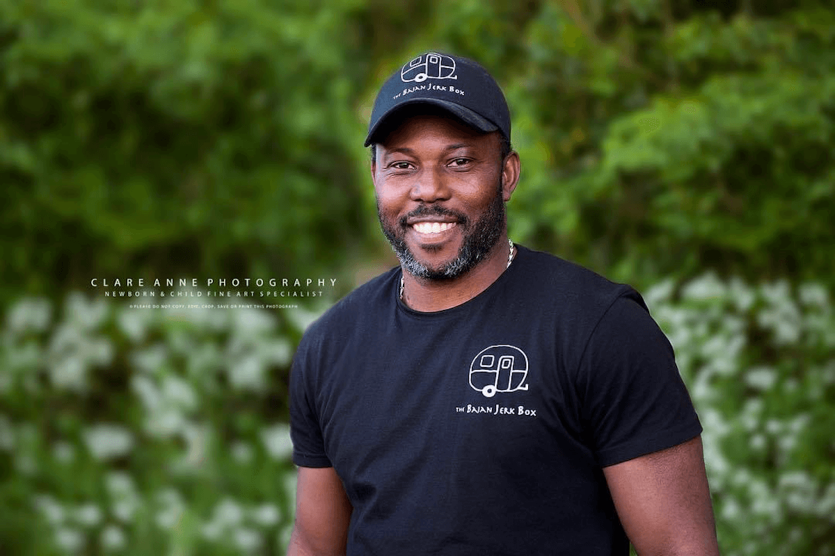 Portrait image of Andre Samuel. Owner and chef at The Bajan Jerk Box