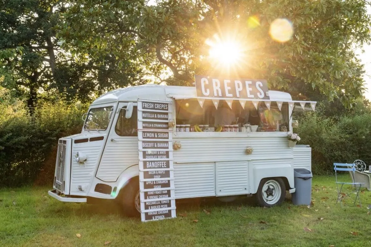 Vintage Citroen crepe van at an outdoor event